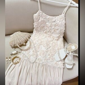 Lulu's Cream Floral Lace Dress